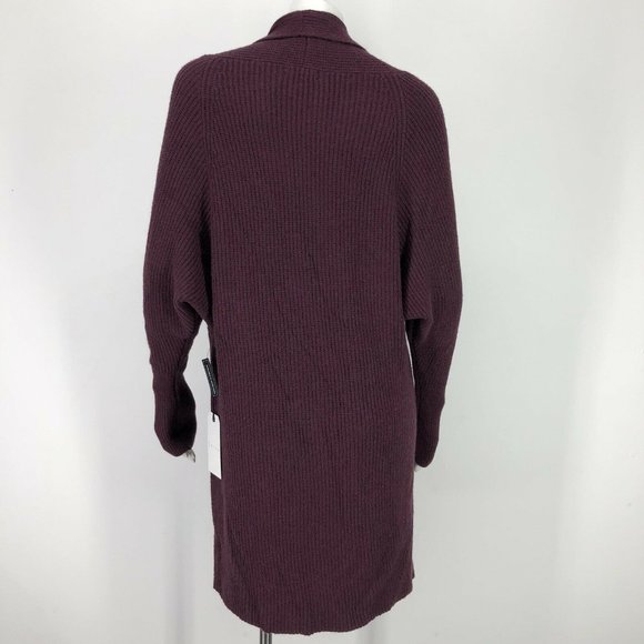 Leith Slouchy Cardigan Sweater Burgundy Open Front - Picture 7 of 8